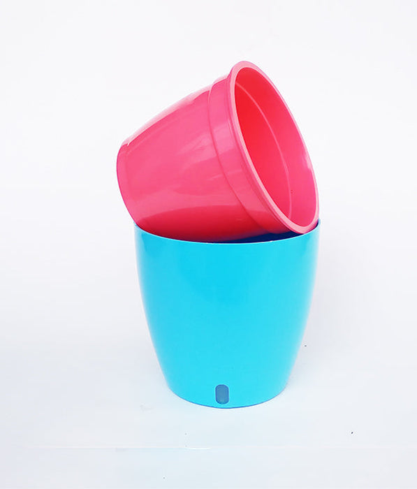 OASIS 120 Self Watering 4.7 inch Plastic Pot (Blue Pink)