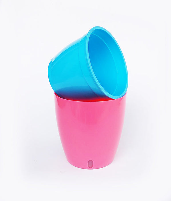 OASIS 120 Self Watering 4.7 inch Plastic Pot (Pink BLue)