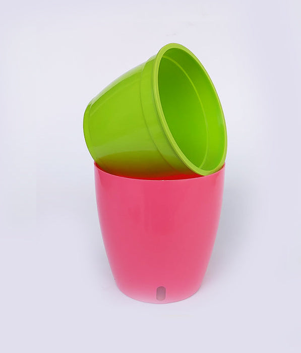 OASIS 120 Self Watering 4.7 inch Plastic Pot (Pink Green)