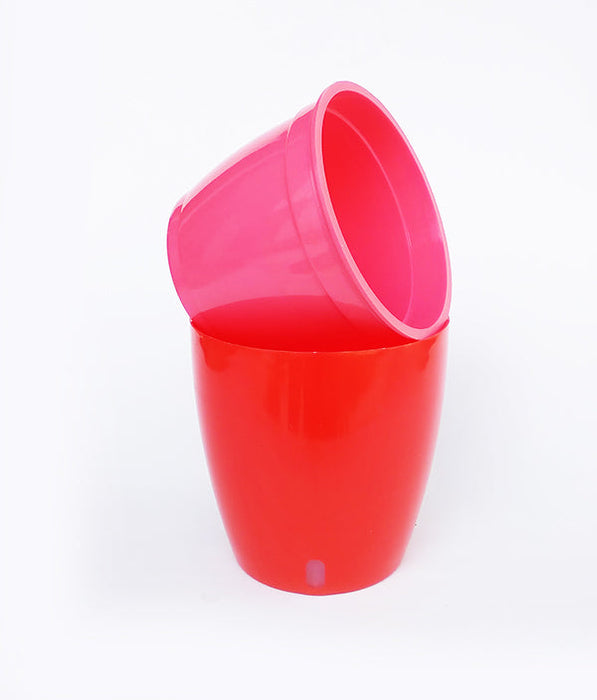 OASIS 120 Self Watering 4.7 inch Plastic Pot (Red Pink)