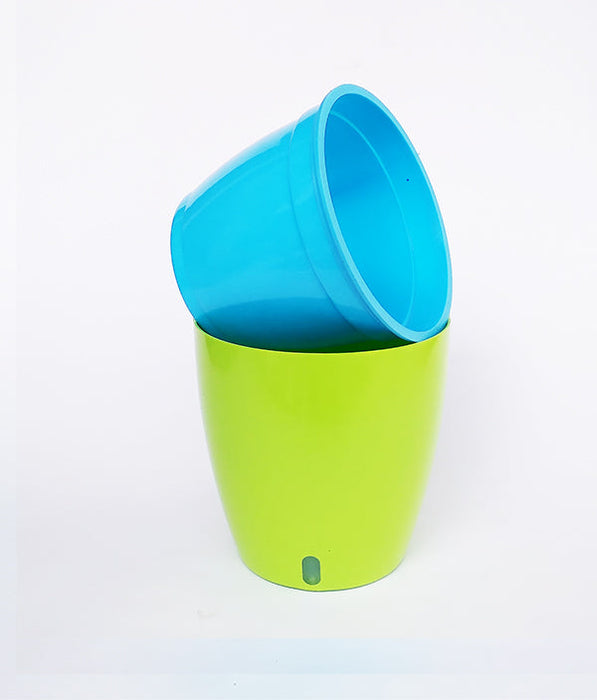 OASIS 120 Self Watering 4.7 inch Plastic Pot (Green BLue)