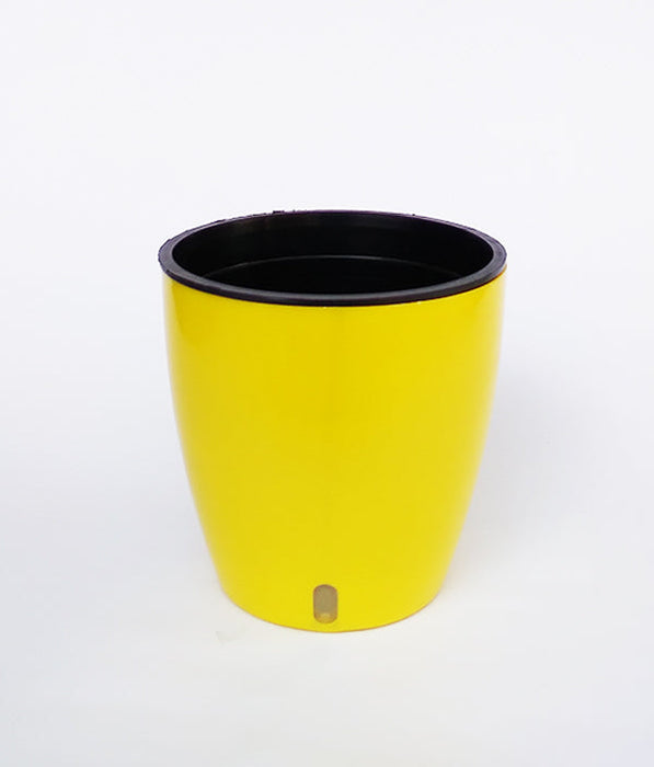 OASIS 120 Self Watering 4.7 inch Plastic Pot (Yellow Black)