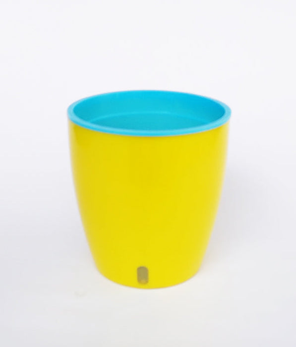OASIS 120 Self Watering 4.7 inch Plastic Pot (Yellow BLue)