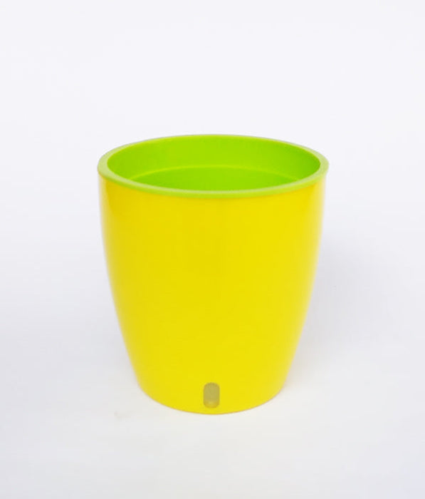OASIS 120 Self Watering 4.7 inch Plastic Pot (Yellow Green)