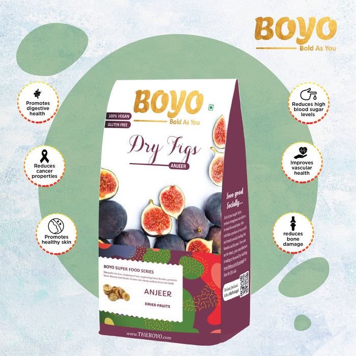BOYO Premium Dried Afghani Figs - 200 gm Anjeer 100% Natural, Rich in Iron, Fibre Rich Dry Fruits