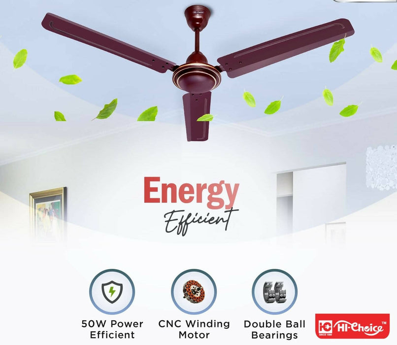 HI-Choice ceiling fans for home 48 inch /1200 MM High Speed Anti Dust Ceiling Fan, 400 RPM with 2 Years Warranty (Brown)