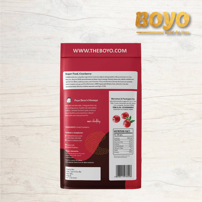 BOYO Dried Whole Cranberry 200 gms (Whole & Unsweetened) 100% Vegan & Gluten-Free Cranberries