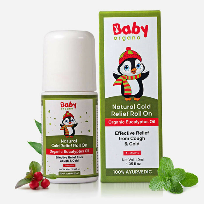 Babyorgano Natural Cold Relief Roll On with Organic Eucalyptus Oil for Cold and Cough l Nose Block l Chest Congestion 40ml
