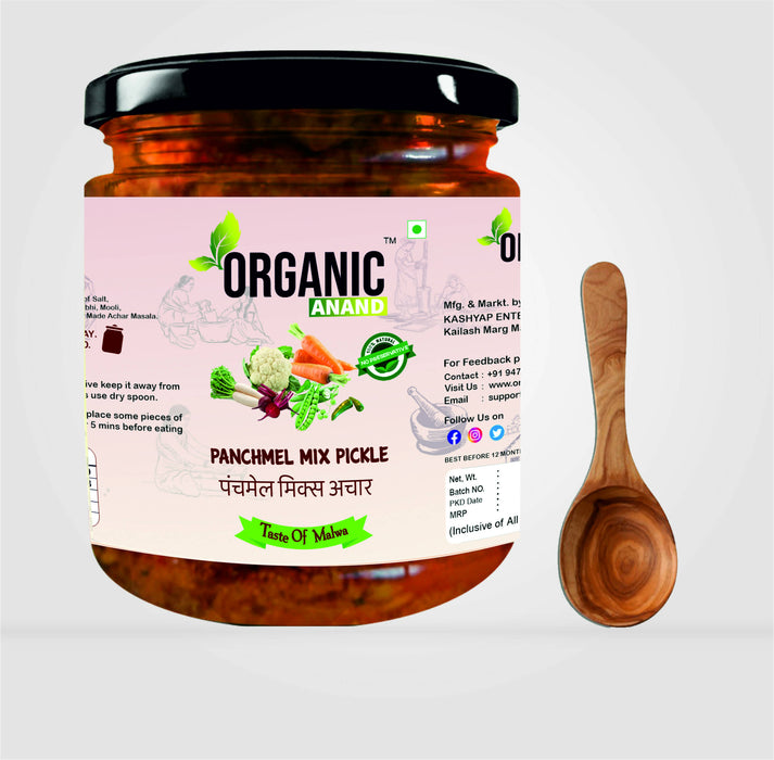 Organicanand Panchmel Pickle (  beetroot, Gajar, Gobhi, Mooli, Matar Mix Achaar) | 500 gm | Homemade, Authentic, No preservative