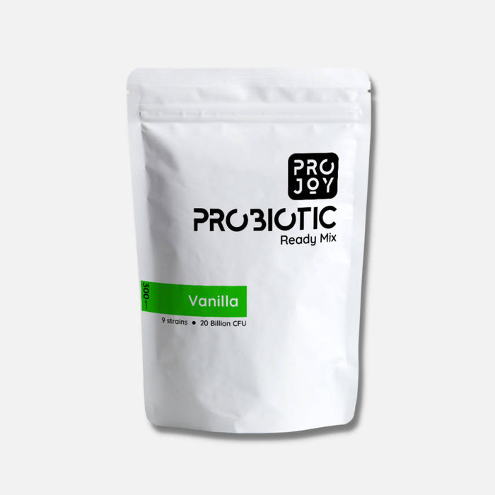 PROJOY PROBIOTIC Vanilla Flavor Ready To Mix Drink Powder | 20 Billion CFU with 9 Strains Probiotics Supplement for Men & Women | Better Immunity, Nutrient Absorption & Digestion - 300 Grams (30 Servings)