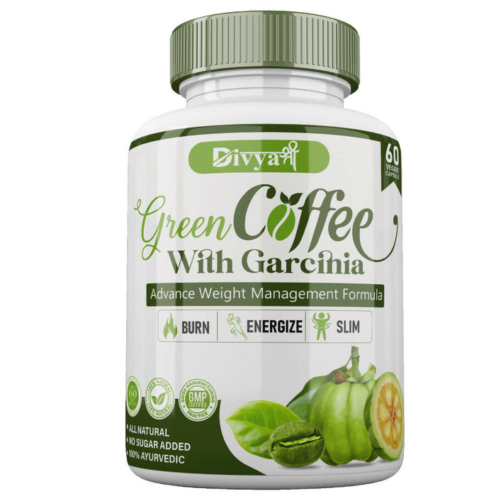 Divya Shree Green Coffee with Garcinia Extract : Advance Weight Management Formula | Natural Fat Burner | Improve Metabolism | Boost Energy - 60 Veg Capsules