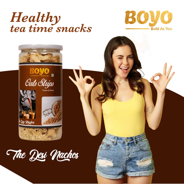 BOYO Healthy Snack Oats Strips Cream & Onion 150gm Evening Snacks