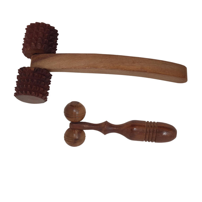 Desi Karigar® Fancy Wooden Set Of 2 Handy Cutter Massager And Face Massager