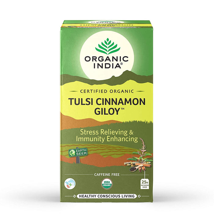 ORGANIC INDIA Tulsi Cinnamon Giloy 25 Tea Bags (Pack of 1)