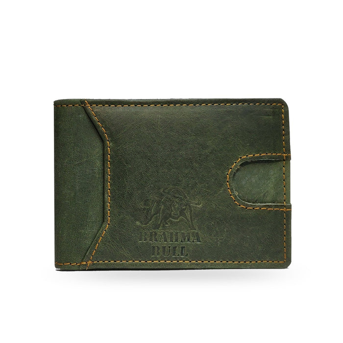 Brahma Bull Slim Edition Multi Purpose Leather Wallet - Green - Local Option