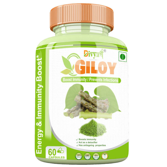 Divya Shree Giloy Capsule Immunity Booster,Improve Digestion, Best Ayurvedic Giloy Capsule 60 Capsule, Jeevan Care Ayurveda