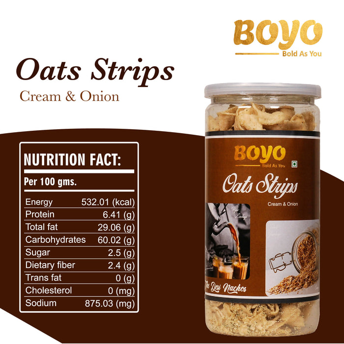 BOYO Healthy Snack Oats Strips Cream & Onion 150gm Evening Snacks