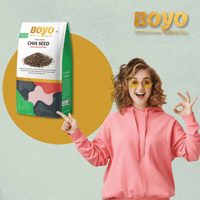 BOYO Raw Chia Seeds 500g (2 x 250g) - Healthy Food, Diet Snack, Weight Loss, Iron & Protein