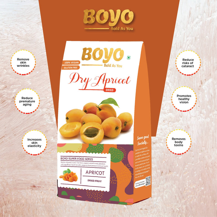 BOYO Premium Dried Apricot- 200 gm 100% Natural Seedless Dry Fruit Whole Pitted Sundried