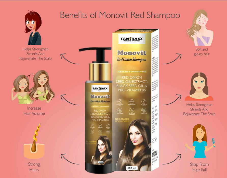 Cyrilpro Monovit Red Onion Anti-Hairfall, Anti-Dandruff Shampoo For Men & Women ( 100 ml )