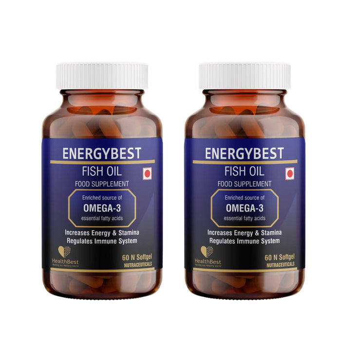 HealthBest EnergyBest Fish Oil Soft Gel 60 Capsules| Pack of 2
