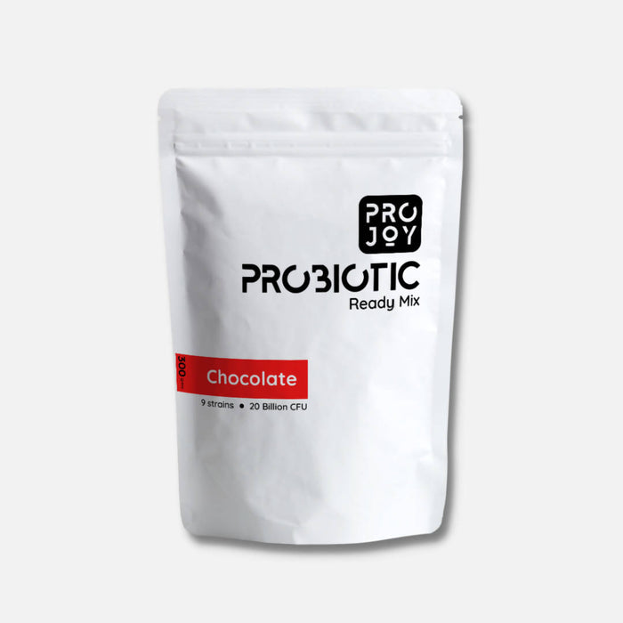 PROJOY PROBIOTIC Chocolate Flavor Ready To Mix Drink Powder | 20 Billion CFU with 9 Strains Probiotics Supplement for Men & Women | Better Immunity, Nutrient Absorption & Digestion - 300 Grams (30 Servings)