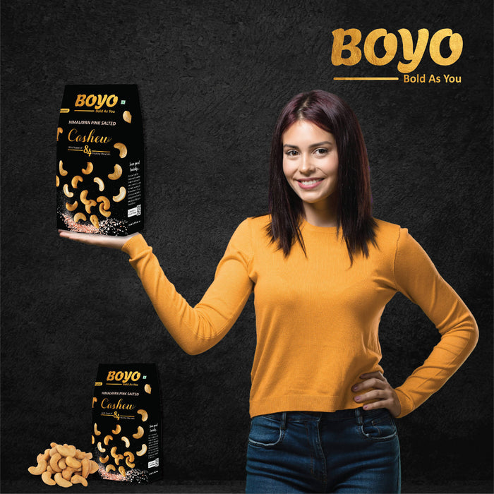 BOYO Roasted Cashew Nuts 200 gms, Himalayan Pink Salted & Crunchy Kaju