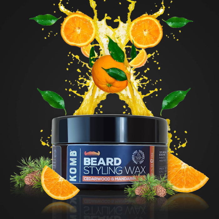 Komb Beard Styling Wax 25 gms 100% natural beeswax Cedarwood & Mandarin