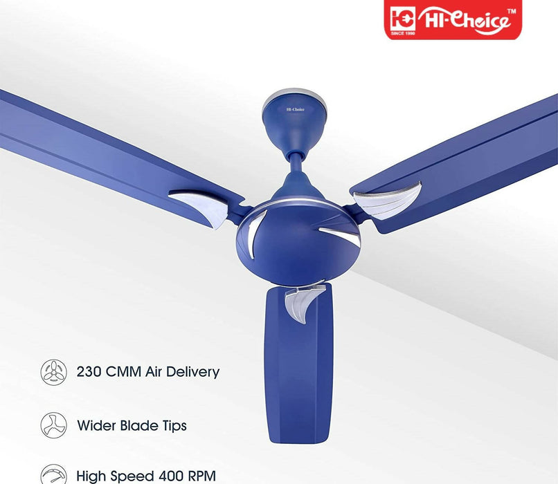 Hi Choice Ceiling Fan For Home Living Room Fast And High Speed 2 Star 1200 mm Anti Dust 3 Blade Ceiling Fan (Royal Blue, Pack of 3)