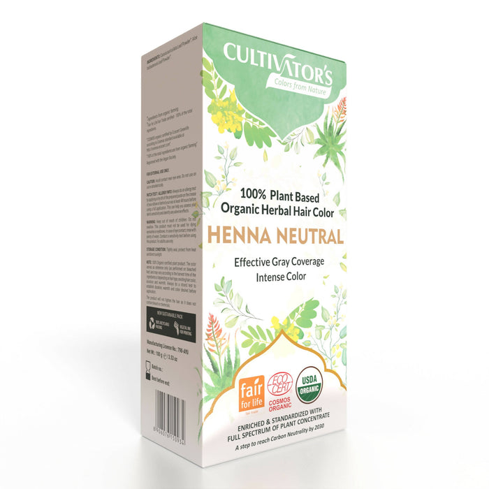 Cultivator's Organic Hair Colour - Herbal Hair Colour for Women and Men - Ammonia Free Hair Colour Powder - Natural Hair Colour Without Chemical, (Henna Neutral) - 100g