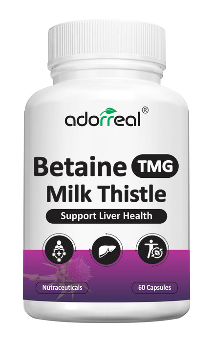 Adoreal Betaine Milk Thistle Extract, Liver Support Supplement, Liver Detox for Men and Women, for Good Liver Health - 60 Capsules I
