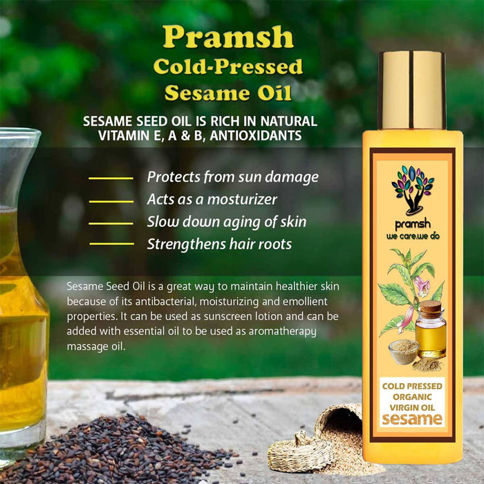 Pramsh Cold Pressed Organic Virgin Sesame Seed (Till) Oil 50ml Hair Oil Pack Of 2 (100ml) - Local Option