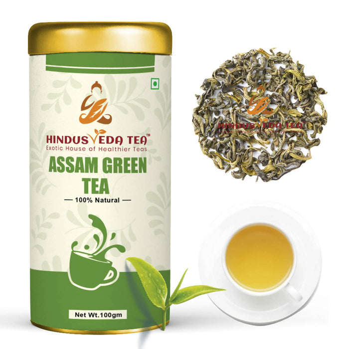 Hindusveda Assam Green Tea Whole Leaf Organic 100 Gram For Weight Loss