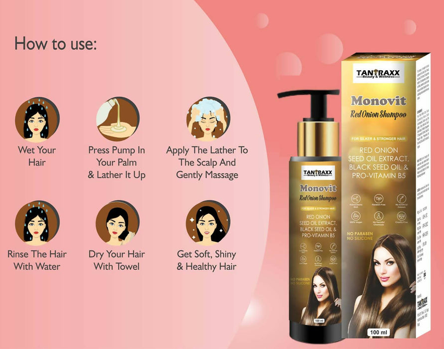 Tantraxx Monovit Red Onion Anti-Hairfall, Anti-Dandruff Shampoo For Men & Women ( 100 ml )