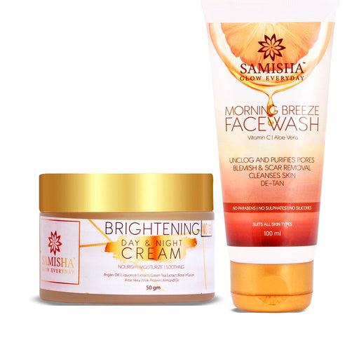Natural Skin Brightening Combo (Vitamin C Face Wash + Day Night Brightness Cream Moisturizer) - Local Option