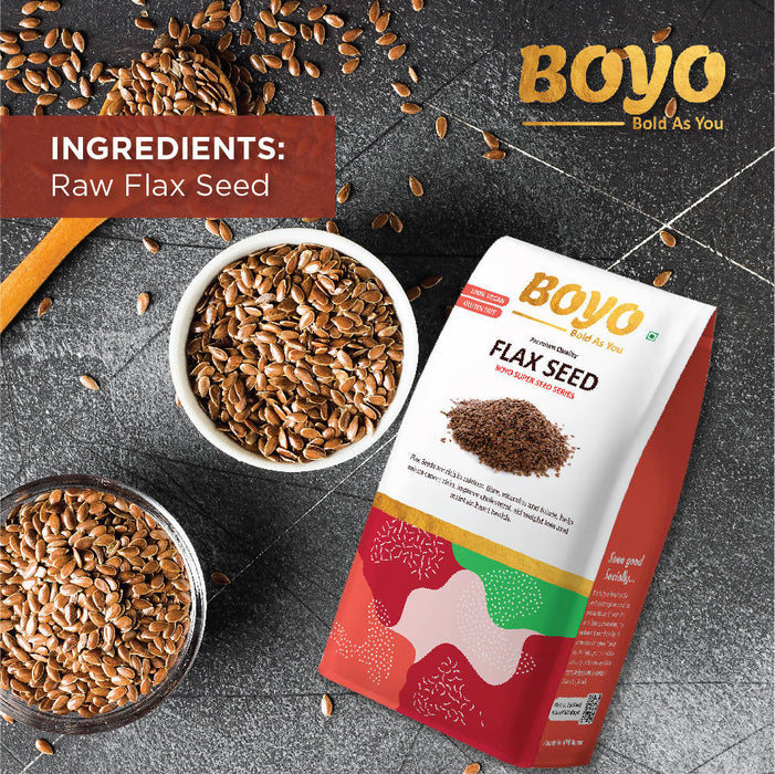 BOYO Raw Flax Seed 500g Fibre Rich Alsi Seeds, Rich Source of Lignin