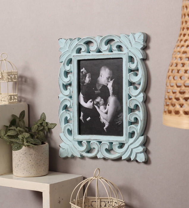 Yatha Single Wall Hanging Wooden Carved Rectangle Photo Frame (Photo Size : 7 X 5 INCH)
