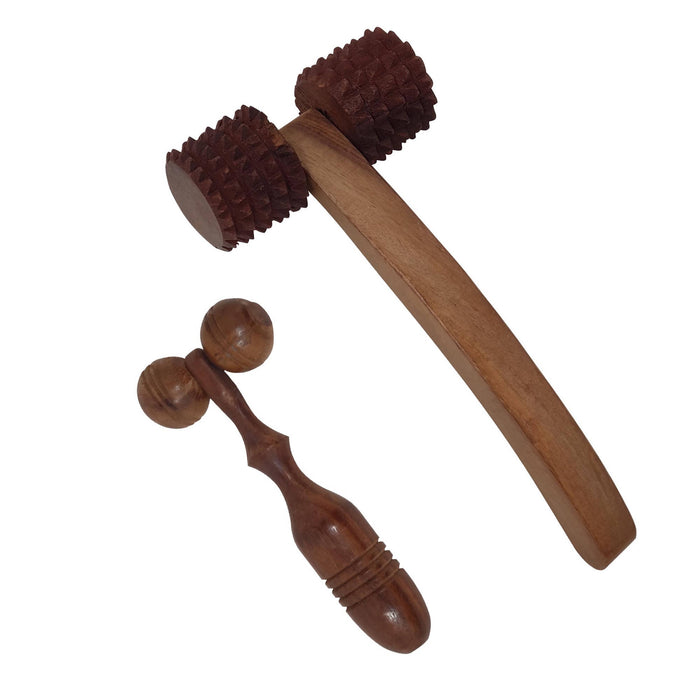 Desi Karigar® Fancy Wooden Set Of 2 Handy Cutter Massager And Face Massager
