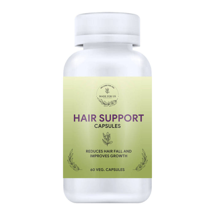 MadeForUs Hair Support Capsules |Promotes Growth of Thick & lustrous Hair, Natural Color & Luster |Bolsters Hair Strength & Thickness | robust hair growth |Eclipta prostrate, Phyllanthus Emblica,Bacoppa Monnieri & Hibiscus | Man & Women |100% Organic |Nat