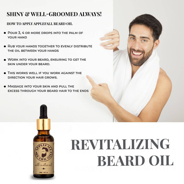 Applefall Beard Oil : Healthy Beard Growth | Softener | Conditioner | 100% Natural Ingredients | Nourishes & Softens beard - 30ML - Local Option