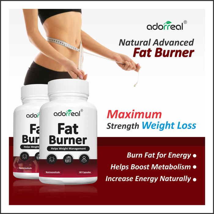 Adorreal Fat Burner For Weight Management, Fat Loss & Calories Burner | 60 Capsules |