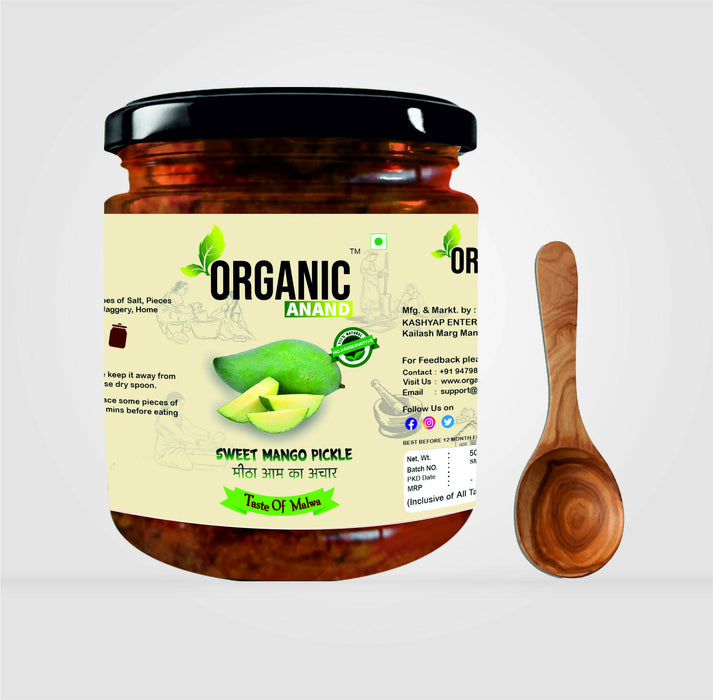 Organicanand Sweet (Gaud) Mango pickle ( Mitha Aam ka achar) | Jaggery Mango Pickle | 500 gm | Homemade, Authentic, No preservative