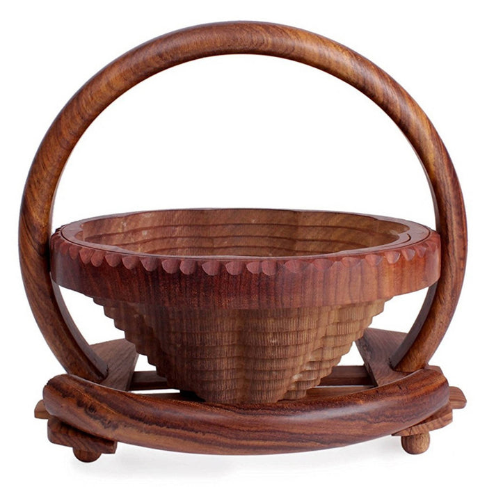 Desi Karigar® Wooden Fruit Basket / Foldable Basket/Handcrafted For Dining Table