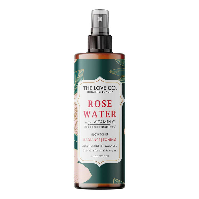 THE LOVE CO. Vitamin C Face Toner With Rose Water 200Ml |Face Toner Liquid For Glowing Skin |Face Mist |Natural, Hydrating Toner, Anti-Aging,Open Pores Tightening - All Skin | Alcohol Free Toner