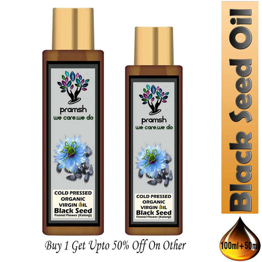 Pramsh Cold Pressed Organic Virgin Black Seed Oil (100ml+50ml) Hair Oil Pack Of (150ml) - Local Option