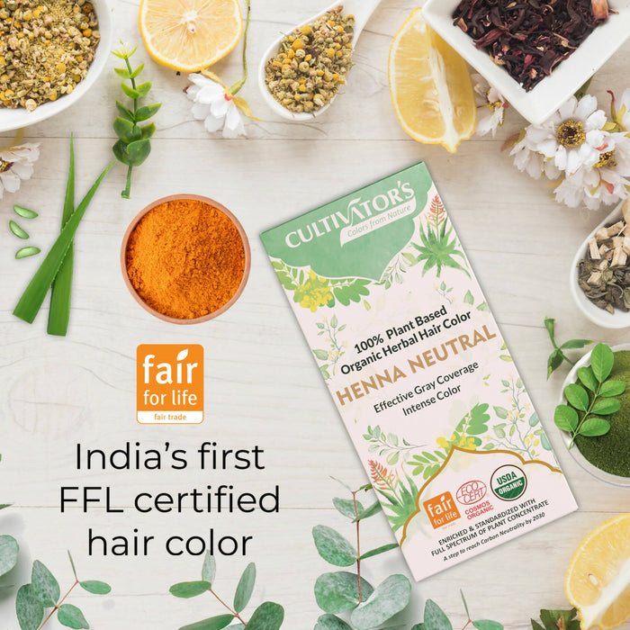 Cultivator's Organic Hair Colour - Herbal Hair Colour for Women and Men - Ammonia Free Hair Colour Powder - Natural Hair Colour Without Chemical, (Henna Neutral) - 100g