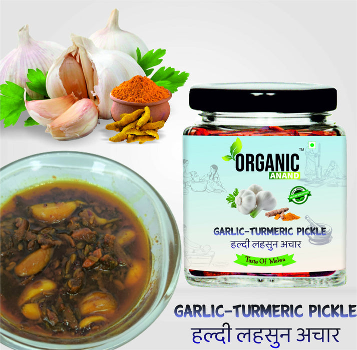 Organicanand Garlic-Turmeric pickle (  Lahsoon Kachi Haldi ka Achaar) | 250 gm | Homemade, Authentic, No preservative