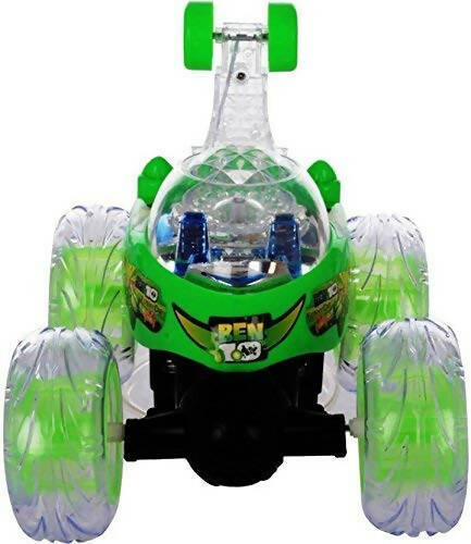 Ben 10 Rechargeable Stunt Car Big Size 360 Degree Rotating Remote Control (Green)