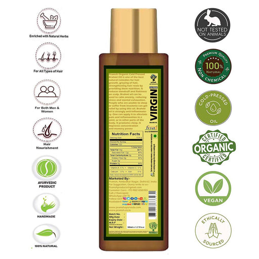 Pramsh Cold Pressed Organic Virgin Brahmi Oil 50ml Hair Oil Pack Of 2 (100ml) - Local Option