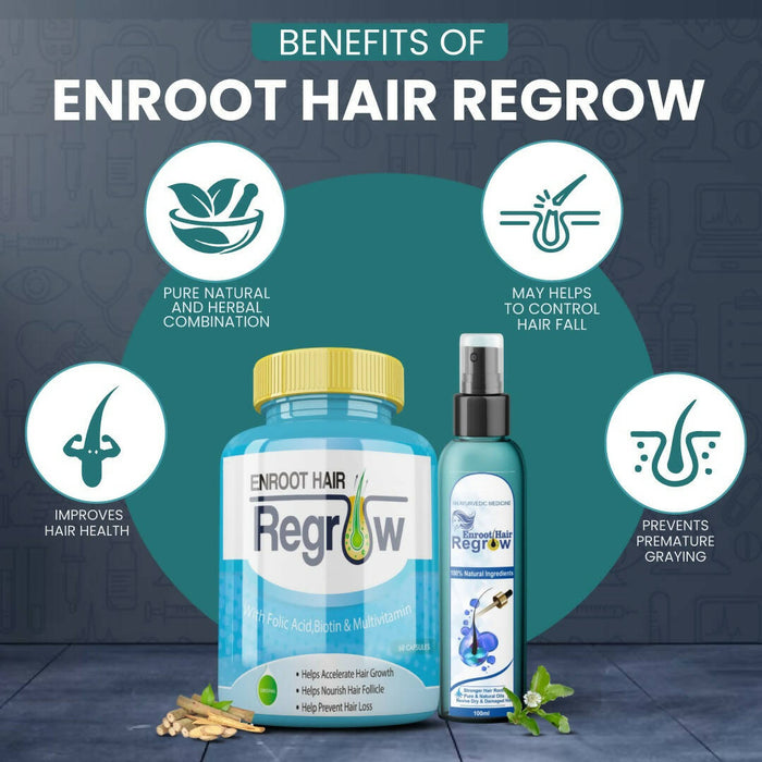 Divya Shree Enroot Hair Regrow Capsule & Oil For Dandruff or dry scalp | Frizzy Hair | Split Ends | Greasy & Damaged Hair | Hair Growth Nourish & Cleanse Hair Kit ( Combo Pack )